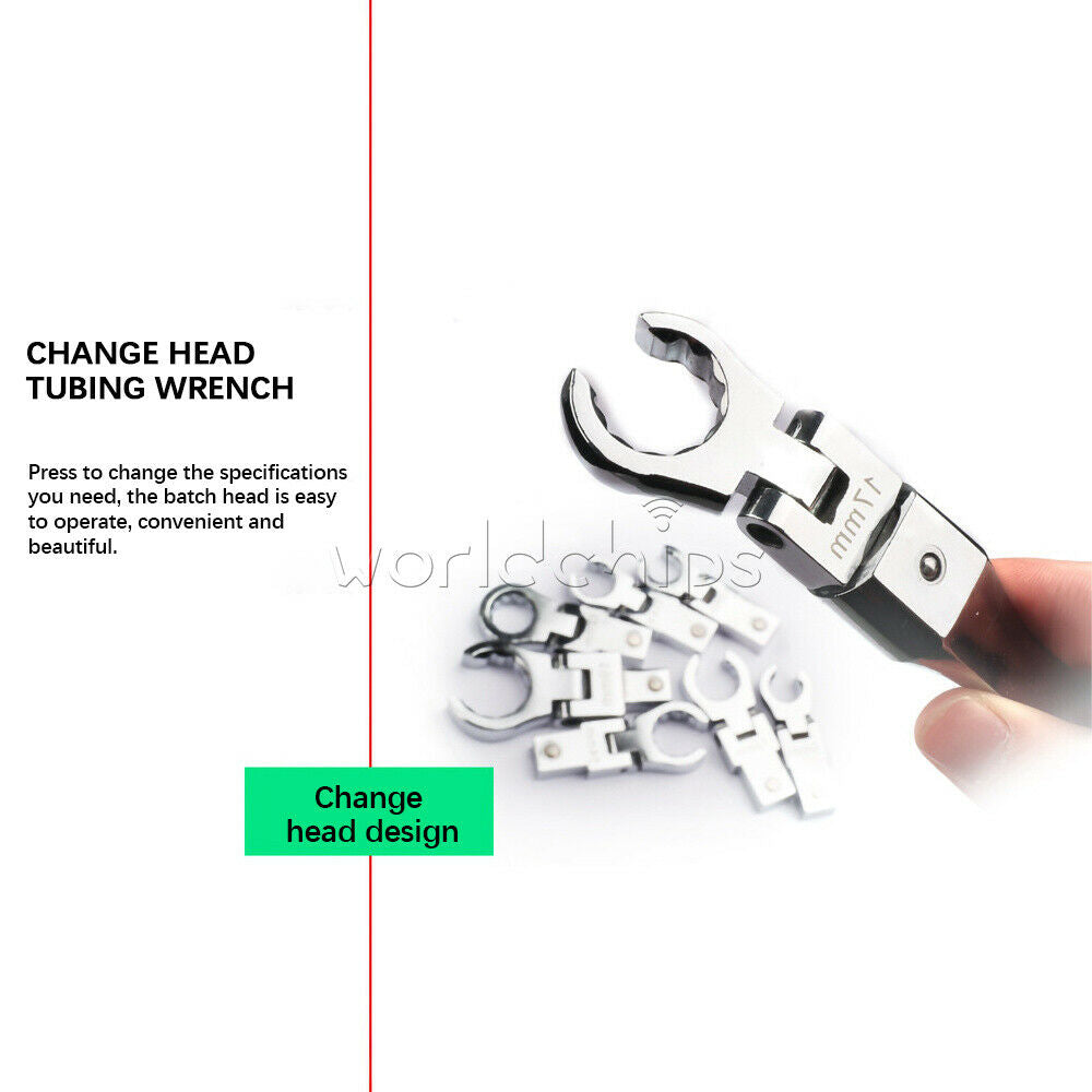 9 PCS Portable Metric Ratchet 180Â° Rotating Gear Removable Flexible Wrench Set
