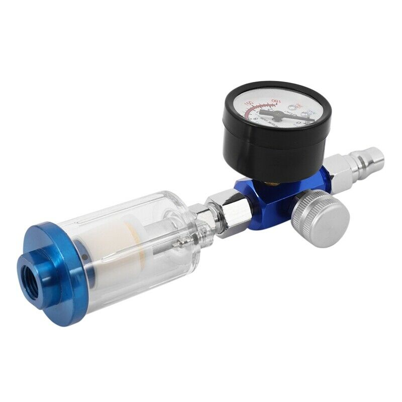 1/4 Scratch Air Pressure Regulator Gauge Spray Tool & In-Line Water Trap FilteD3