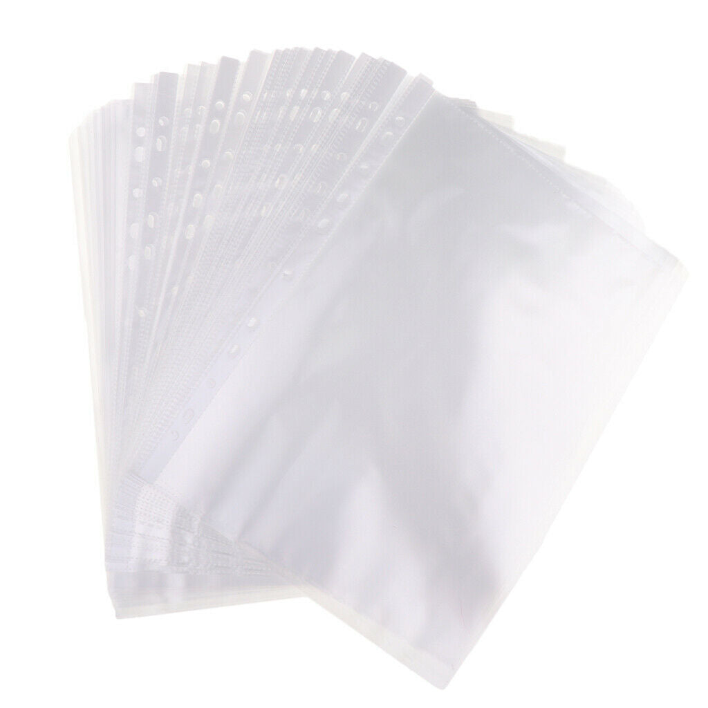 100pcs A4 11 Holes PP Loose Leaf Sheet Protectors Paper File Documents Bag