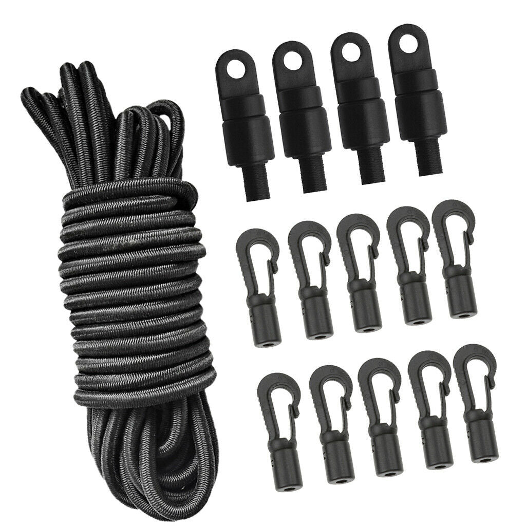 1/4 "16.4" High-performance Elastic Bungee Rope + 4 Pieces of Shock Cord End