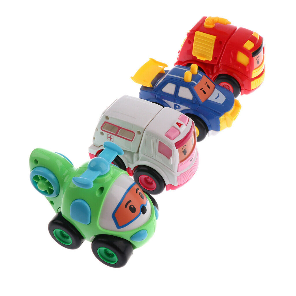 Kids Vehicle Play Set Push and Go Cartoon Car Inertia Toys for Baby Toddler