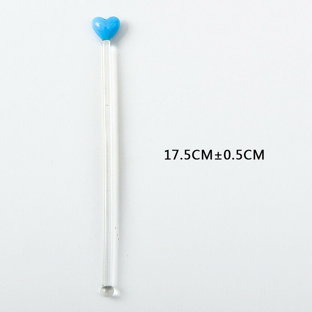 4pcs Glass Stir Sticks Heart Long Handle Beverage Swizzle Cocktail Picks Party