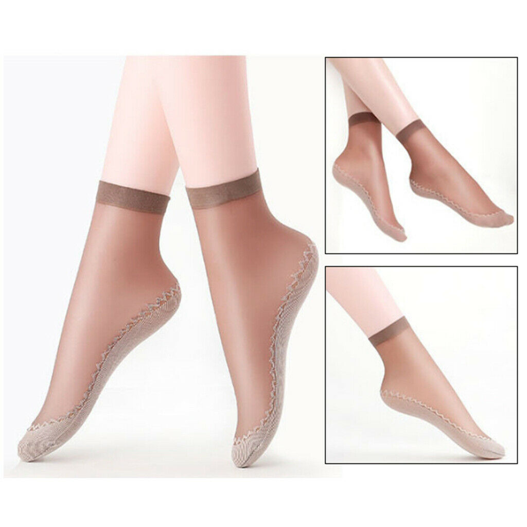 40x Women's Chinlon Silk Summer Socks Lace Anti-Slip Short Ankle Socks