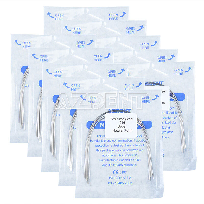 100X AZDental Orthodontic Stainless Steel Round Arch Wire 016 Upper Nature Form