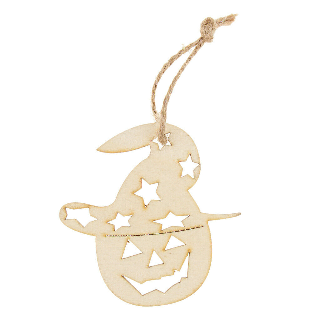 10 Pieces Pumpkin Witch Wooden Pieces Labels Pendents Hanging Gift Tags