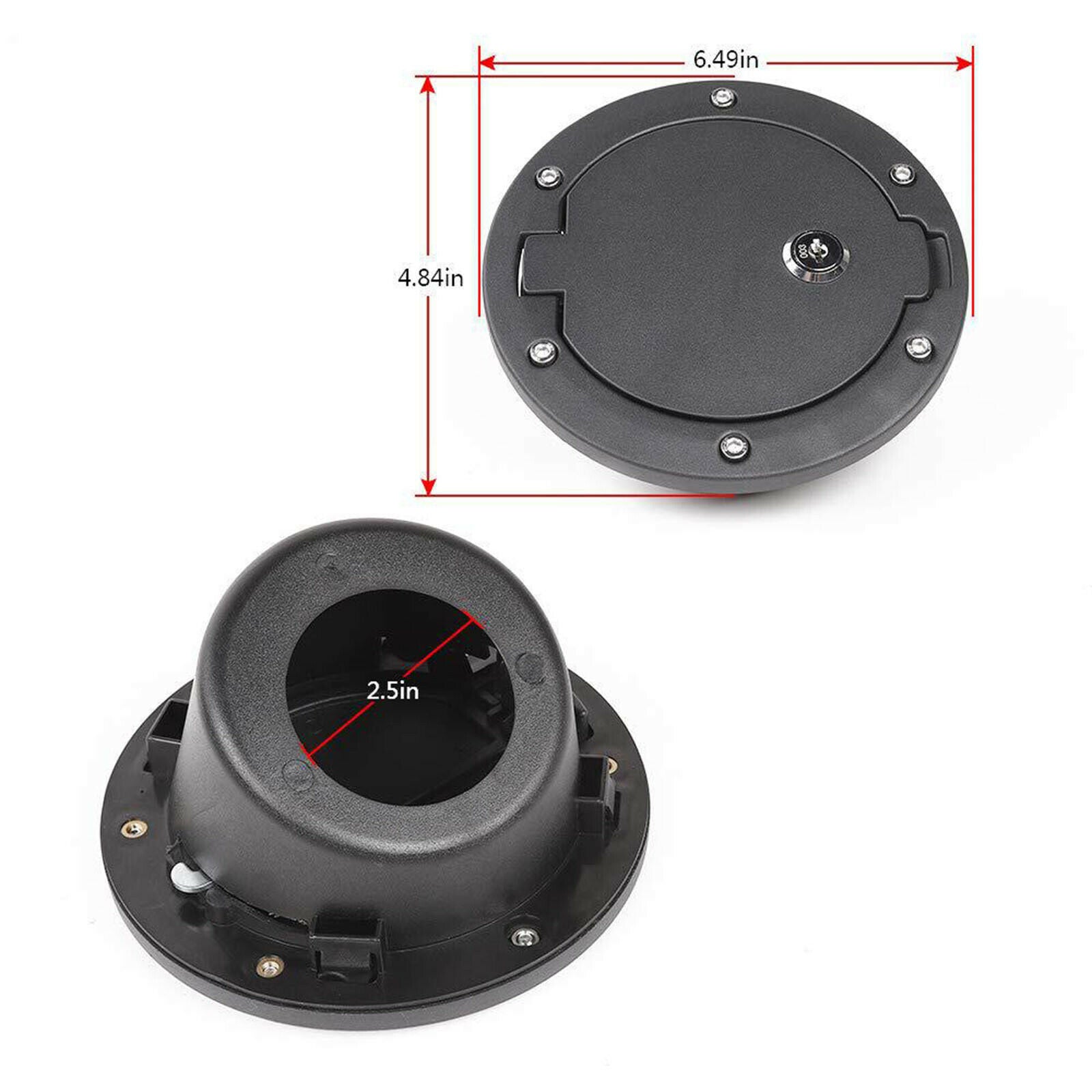 Fits Jeep Wrangler JK Aluminum Fuel Tank Cover Gas Lid Filler Black