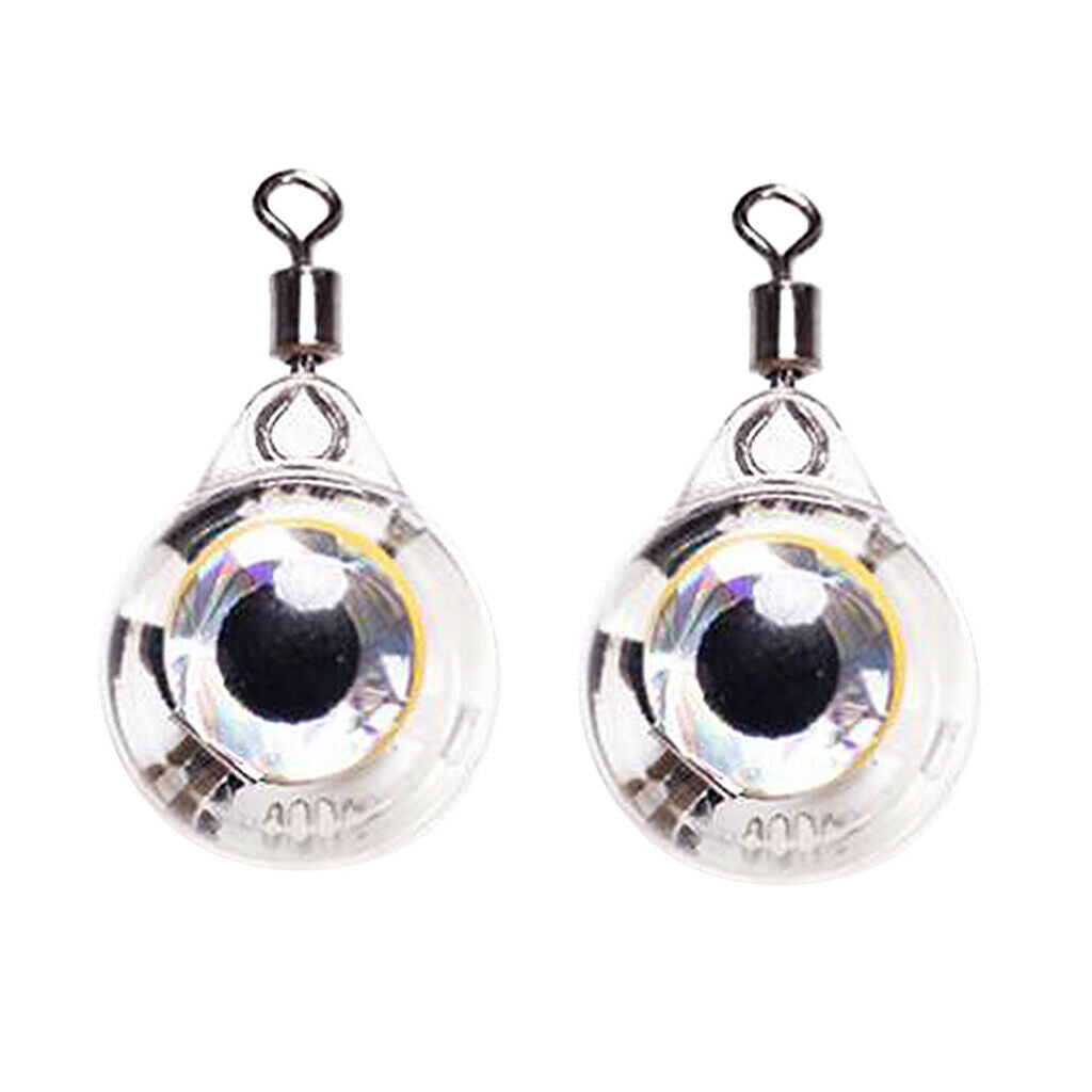 2 Pcs LED Deep Drop Underwater Eye Shape Fishing Lure Light Bait Colorful