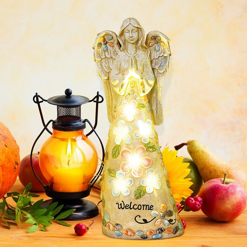 Praying Angel Statue Solar Light Sculptures Outdoor Garden Yard Art Ornaments
