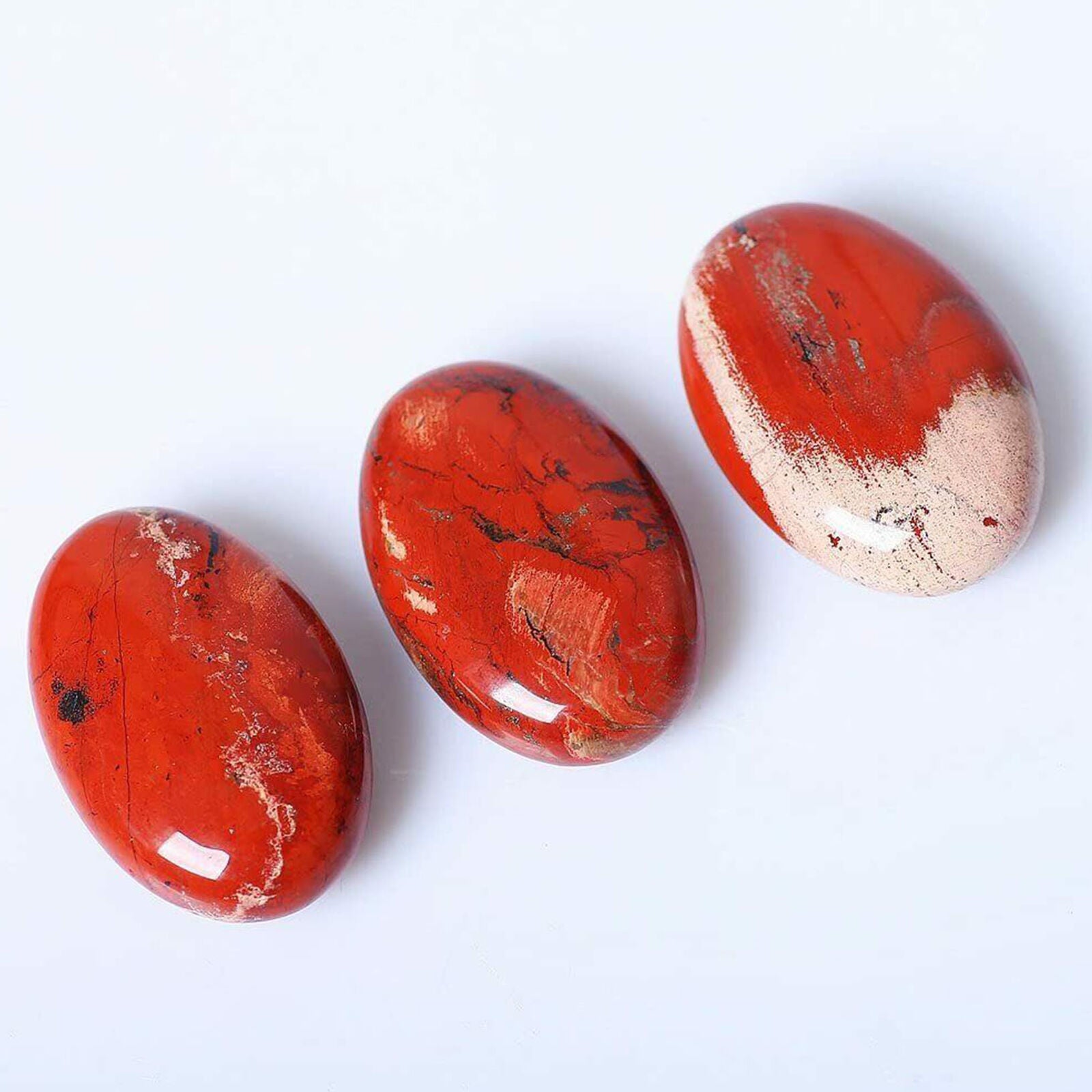 Natural Red Jasper Palm Rock Stone Crystal Healing Reiki Polished Agate Decor