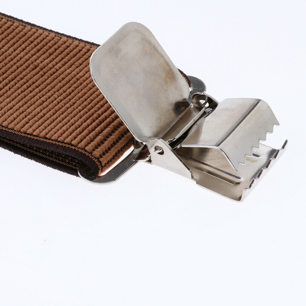 Mens Suspenders X Back Wide Elastic Adjustable Trouser Clips Braces Brown