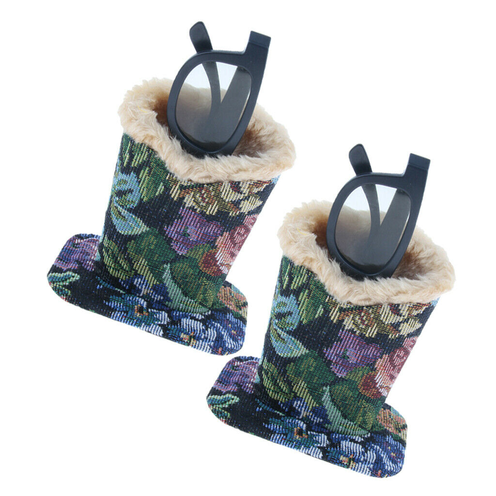 2X Cotton Upright Plush Lined Eyeglasses Holder Stand Pen Holder Deep Flower