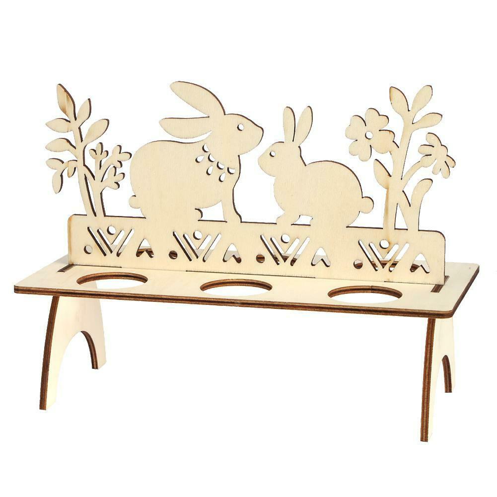 Wooden Easter Egg Shelves Egg Stand Rack Bunny Pattern Easter DIY Decor @