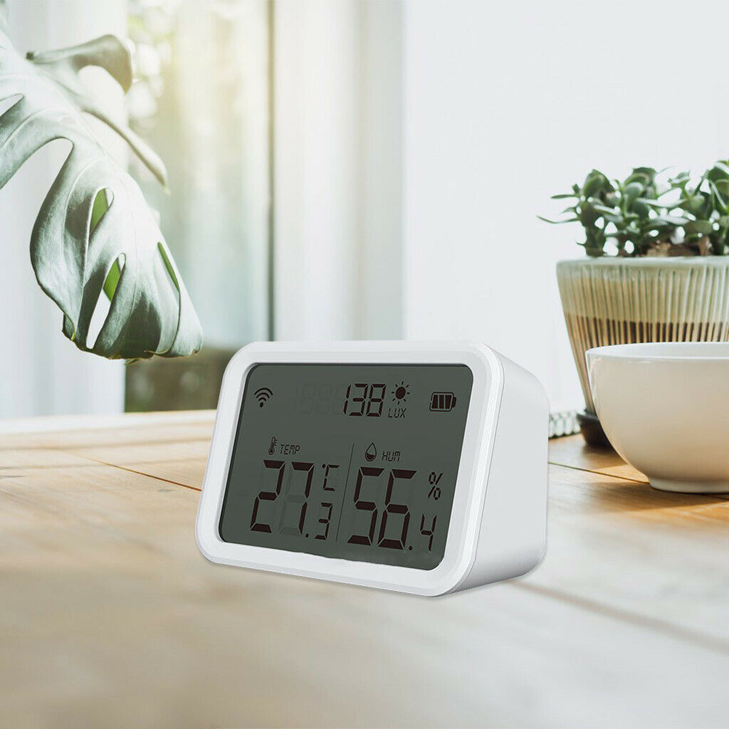 Mini Indoor Thermometer Hygrometer Room Lux Light Detector for Basement