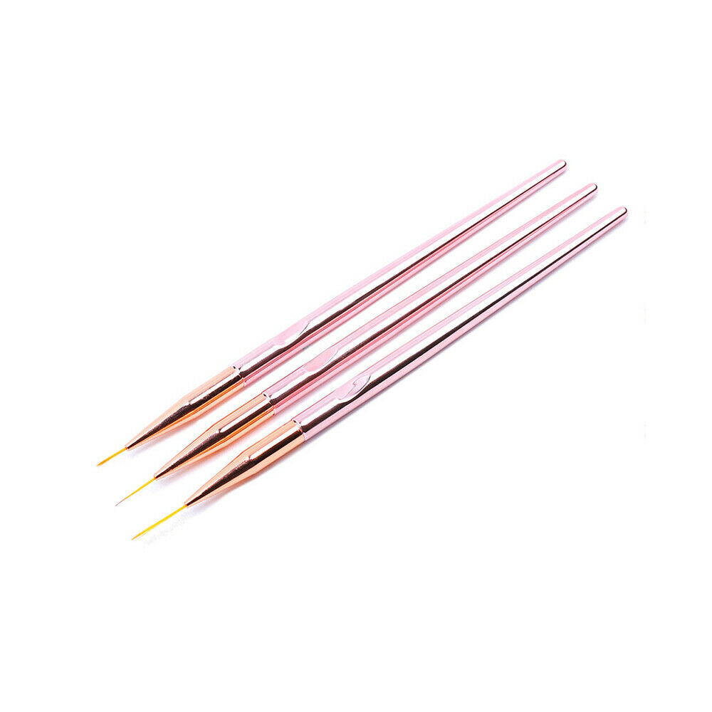 3PCS Nails Art Pen Dotting Painting Drawing UV Gel Liner Polish Brush Tools Set