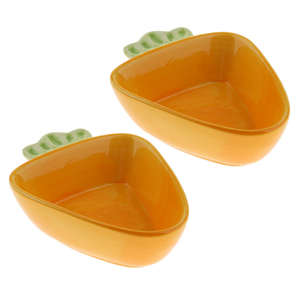 2pcs No-Tip Ceramic Rabbit Food Bowl Feeder for Guinea Pig Hamster Chinchilla
