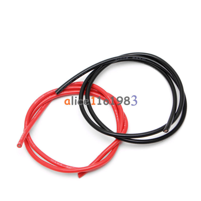 10 AWG Gauge Wire Flexible Copper Stranded Cables For RC Black Red