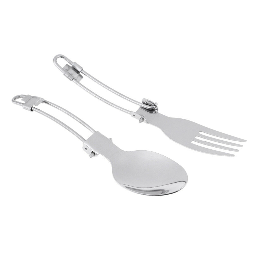 Aluminum Camping Mess Kit Cookware Cutlery Foldable Pot Pan Bowl Dish Green