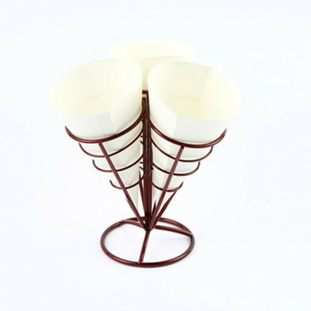 French Fry Stand Cone Basket Holder for Fries Fish Chips Appetizers Red