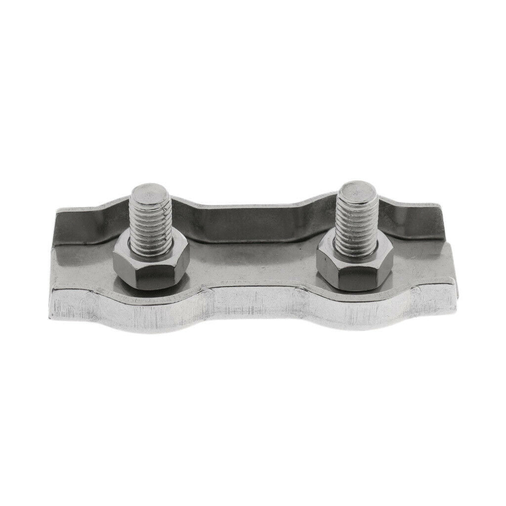 304 Stainless Steel Duplex Wire Clip 2-Post Bolt Rope Cable Clamp M8