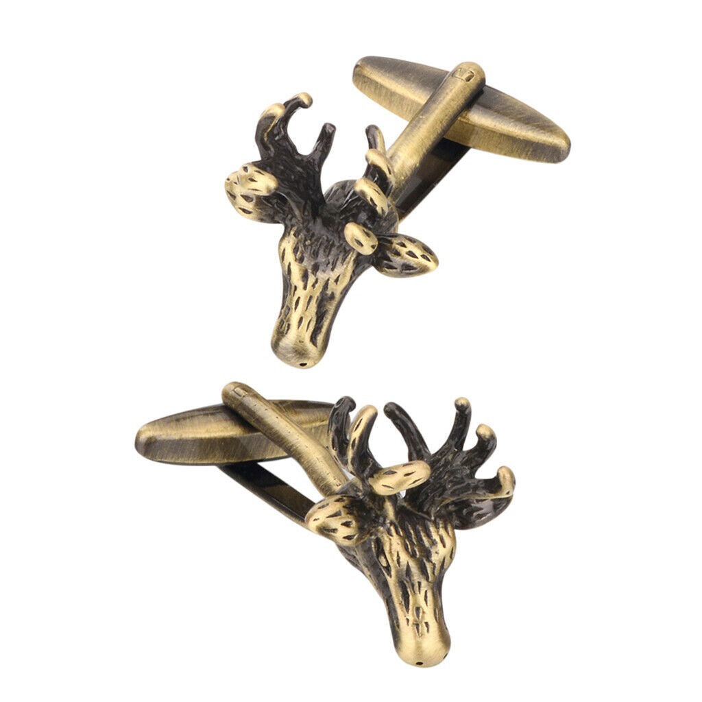 2pcs Men Cufflinks Retro Style Christmas Reindeer Cuff Links Shirt Jewelry