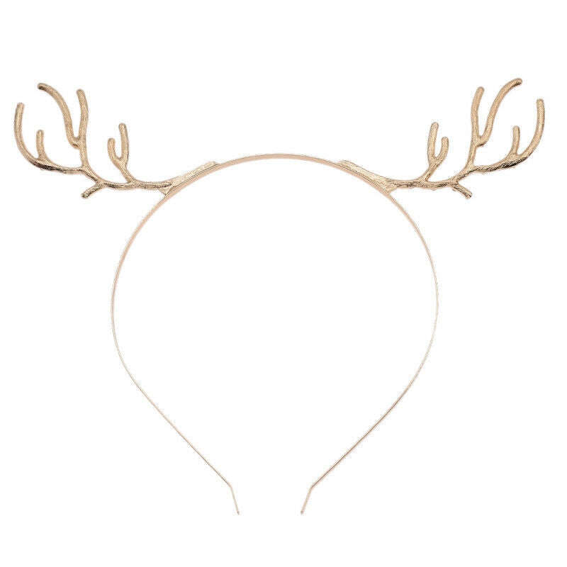 Crystal Rhinestone Antler Elk Horn Headband Hair Clasp Hoop Christmas Party Gift