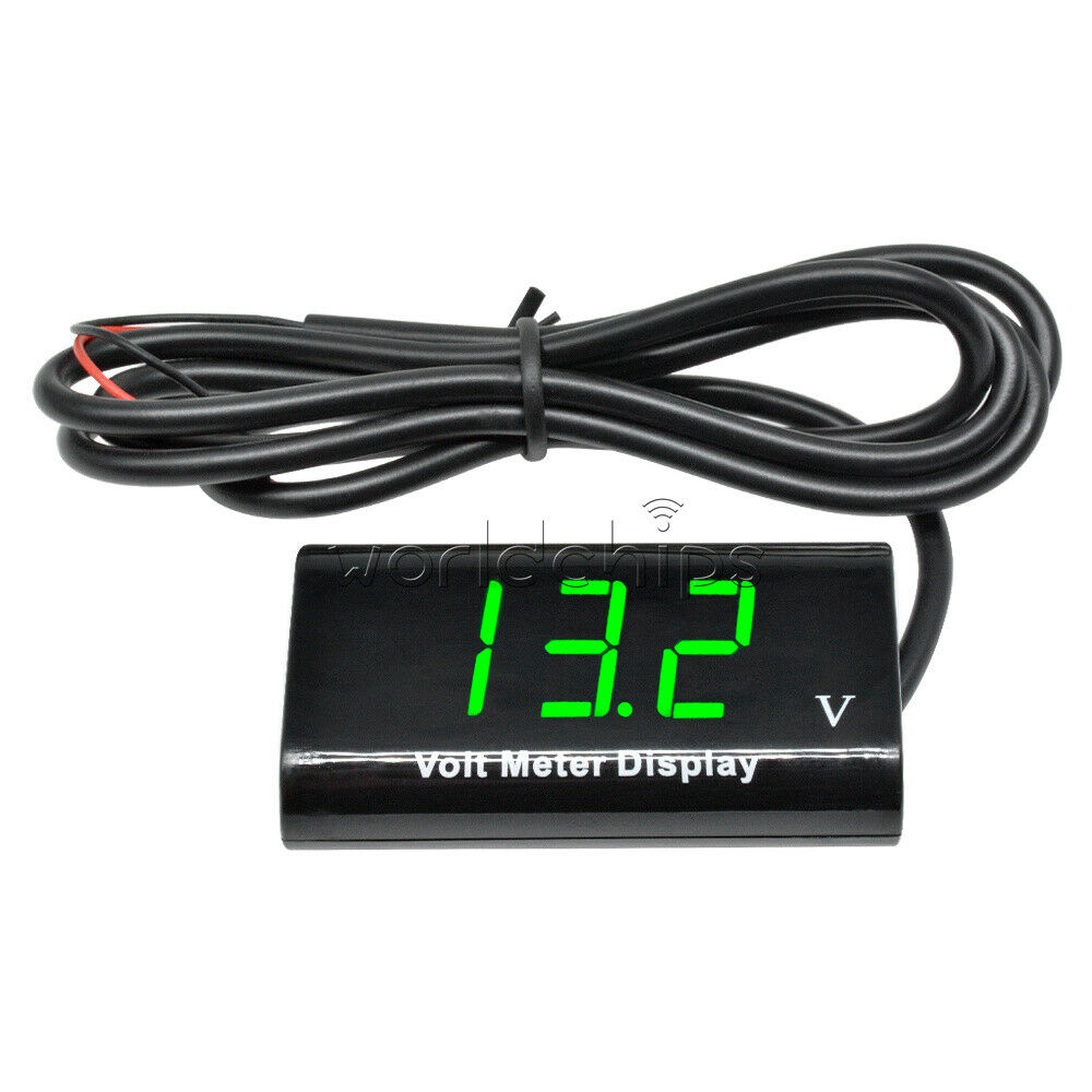 0.56" Digital Tube 12V LED Voltmeter IPX6 Waterproof AMP Volt Panel Green Fo Car