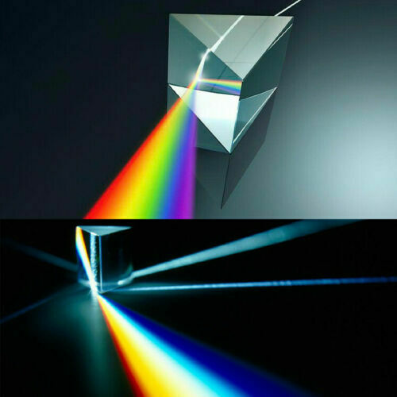 1 x 5cm Rainbow Optical Glass Triple Triangular Prism Spectrum Light Physics Tea