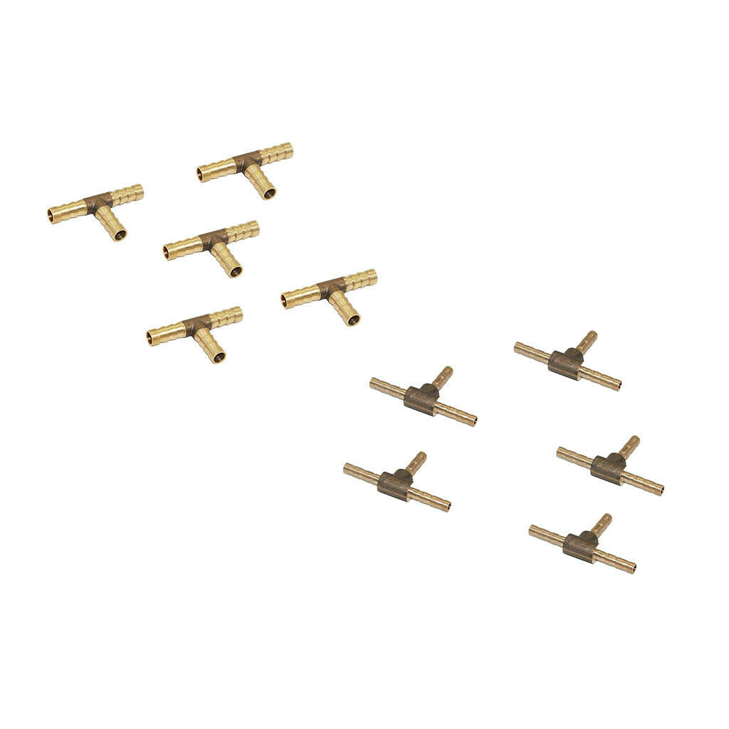 10pcs Brass Tee Adapter Hose Tee Connector Fittings for Air Water 4mm/8mm