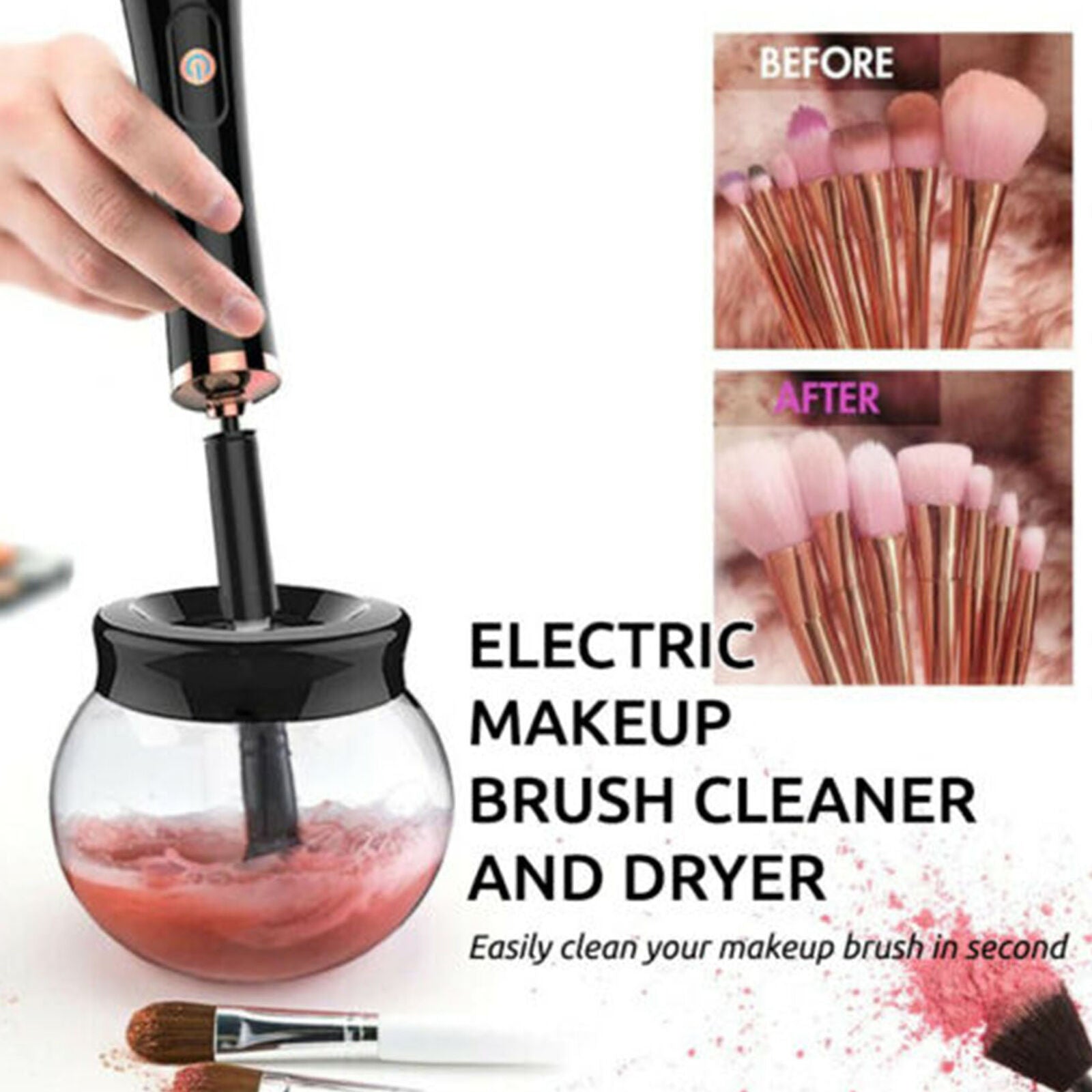 Electric Make Up Brush Cleaner Dryer Set Cosmetic Auto Clean Dry Washing Gadget