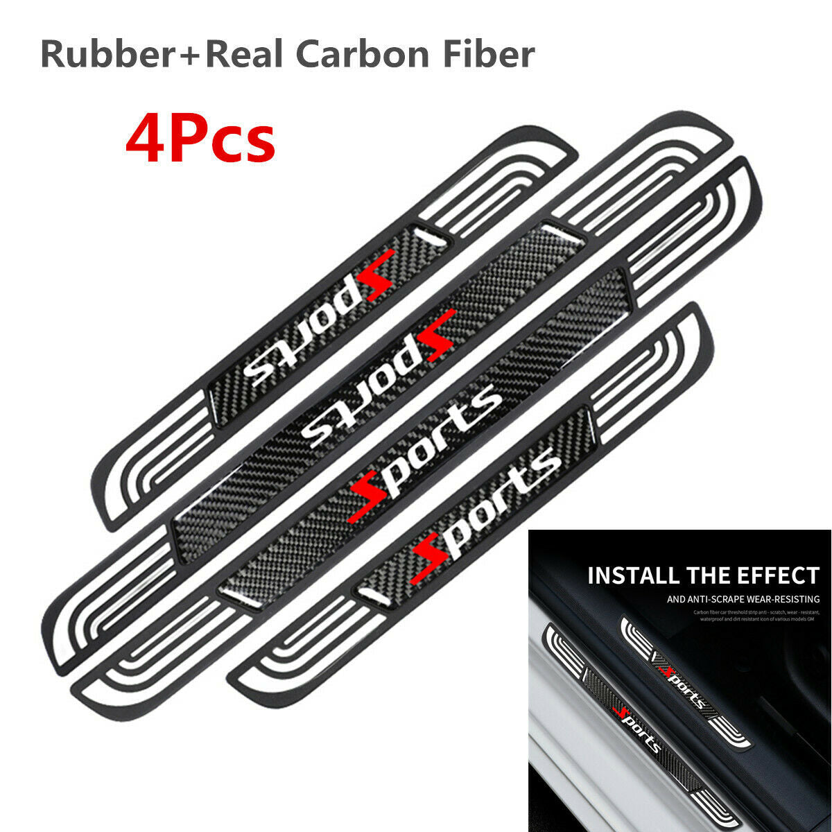 4PCS Universal Car Door Scuff Sill Cover Panel Step Anti-Scratch Protect Covers