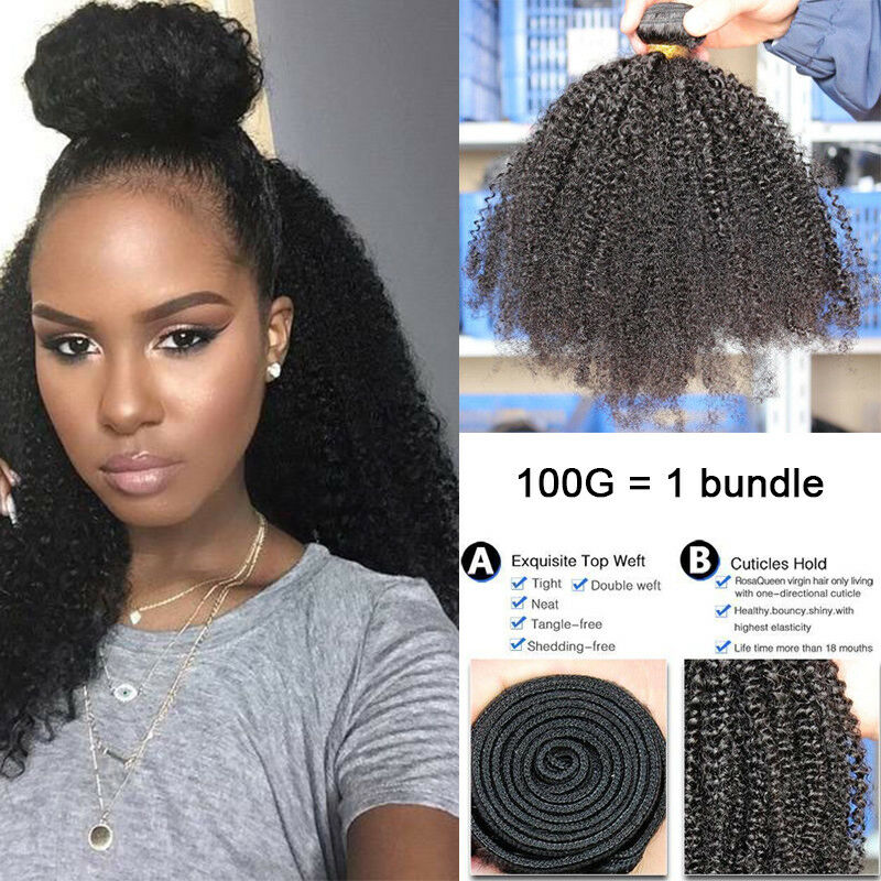 12" Mongolian Afro Kinky Curly Hair Weave 100% Virgin Human Hair Extensions 100g