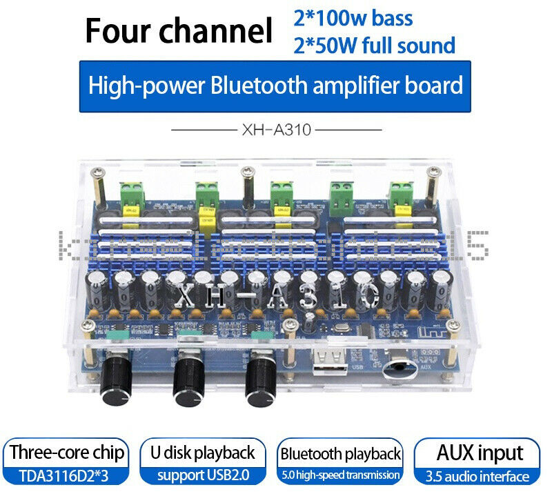 TPA3116D2 Bluetooth 5.0 4 Channel 50Wx2+100Wx2 Digital power amplifier Board