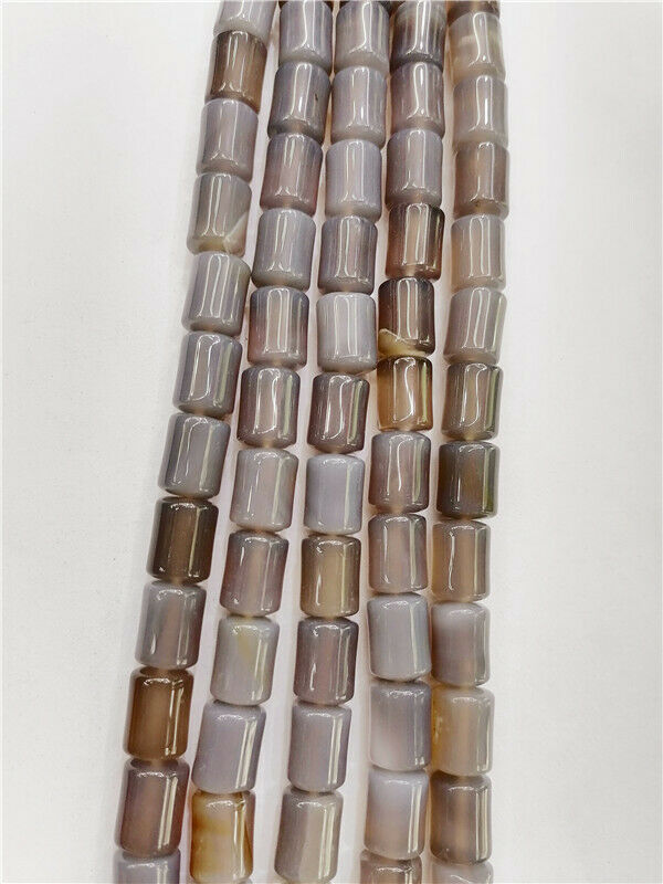 1 Strand 14x10mm Natural Gray Agate Cylinder Spacer Loose Beads 15.5inch HH8821