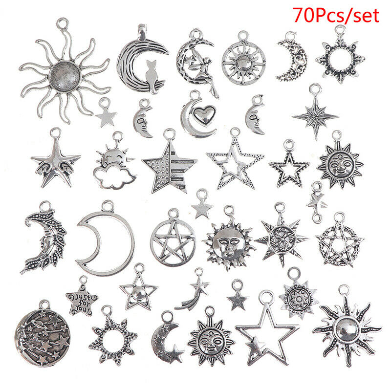 70pcs Sun Moon Stars Charms Pendant For Diy Jewelry Necklace Bracelet Mak SJ