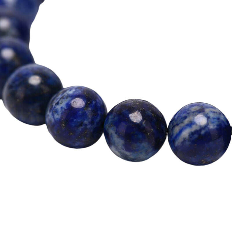 Natural 8mm Lapis Lazuli Beads Bracelets Unisex Elastic Bangle Jewelry Gif.l8