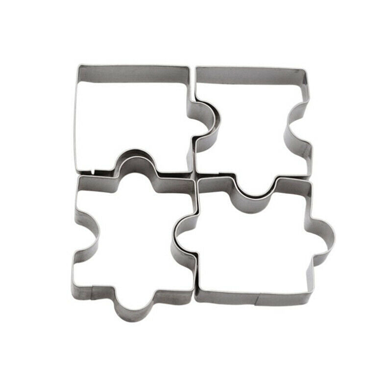4pcs Cookie Cutter Different Jigsaw Puzzle Shapes Stainless Steel Baking .l8