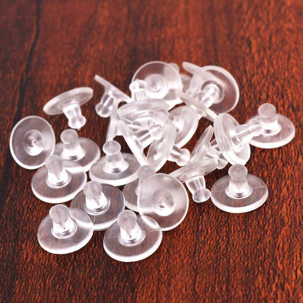100pcs/set Silicone Earring Backs Stoppers Clear Soft Rubber Ear Stud Blocked