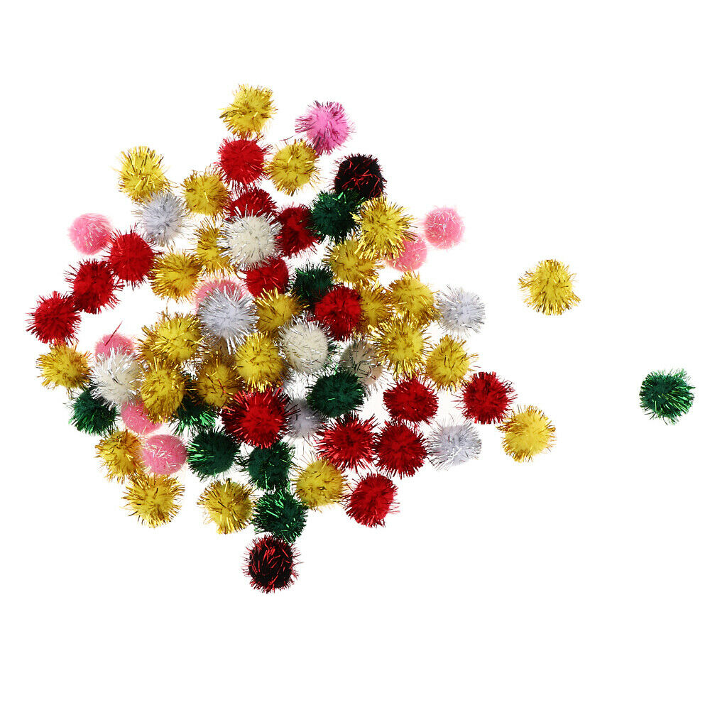 Arts Craft Pom Poms Glitter Sparkle Ball 2.5cm W Glitter Tinsel 70 Pack