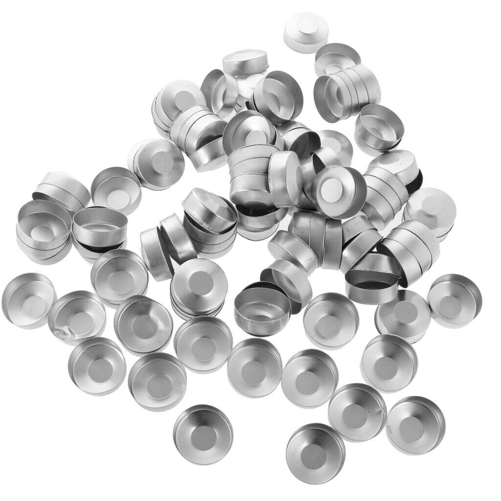 100 Pieces Turned Edge Empty Aluminum Case Tealight Cups Containers + 100PCS