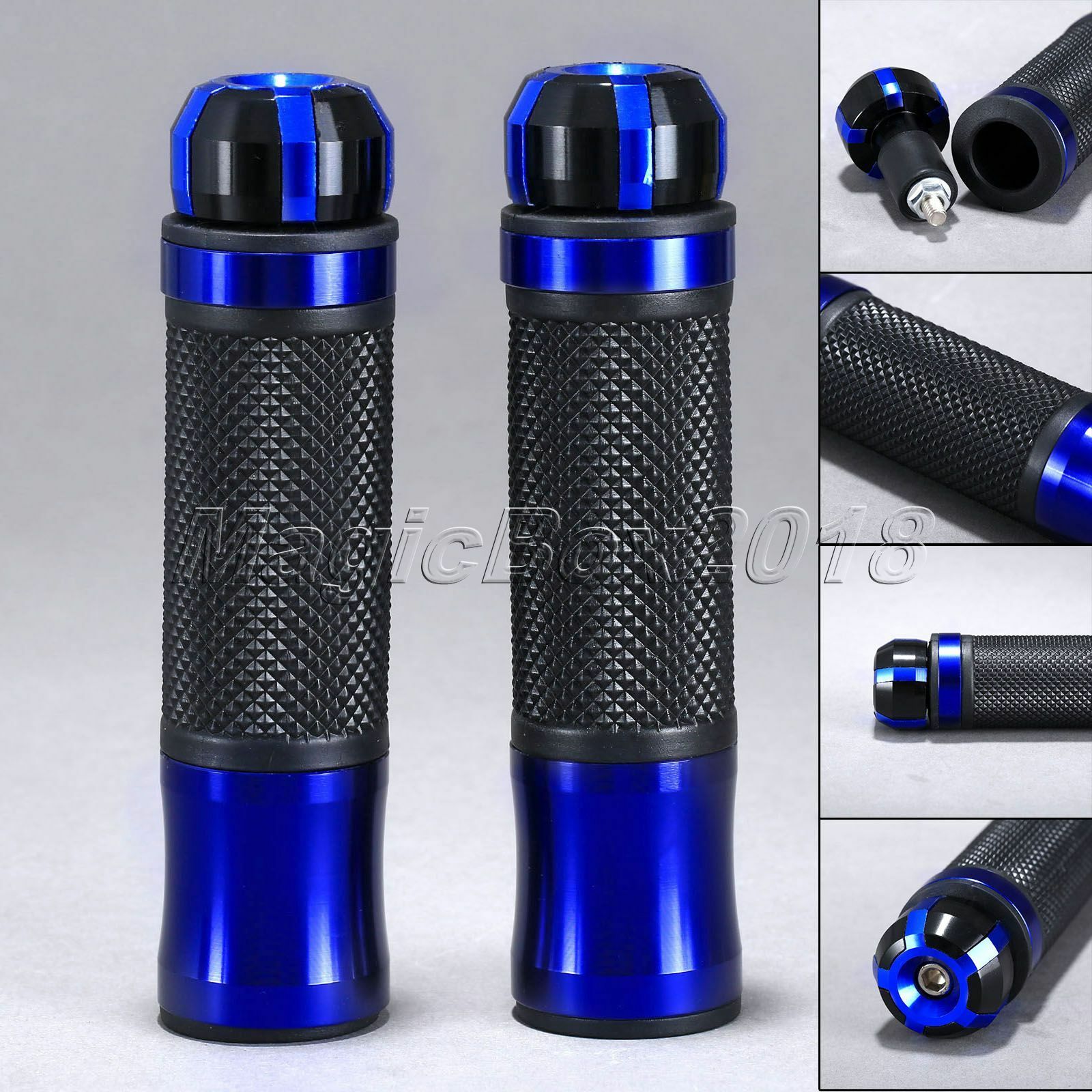 Blue 7/8" 1" CNC Rubber Hand Grips Bar Ends for Ducati 748 1999 1998 1997 1996