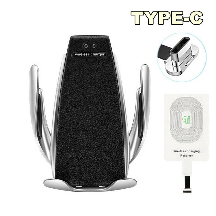 Infrared Automatic Clamping Phone Holder Wireless Charger With TYPE-C Receiver