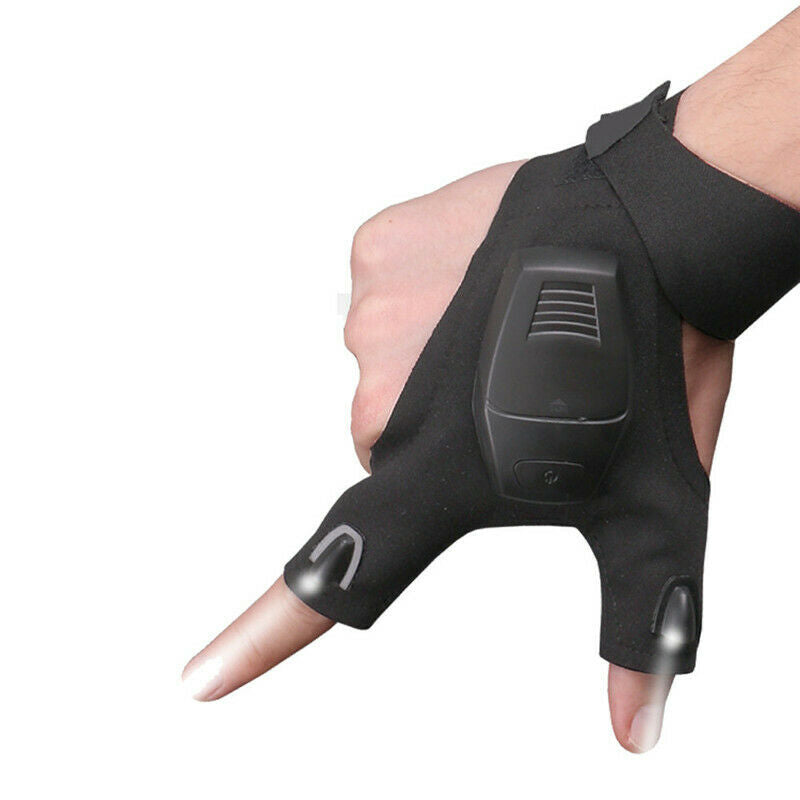Night Fishing Glove with LED Light Rescue Tools Gear Fingerless Home Repair