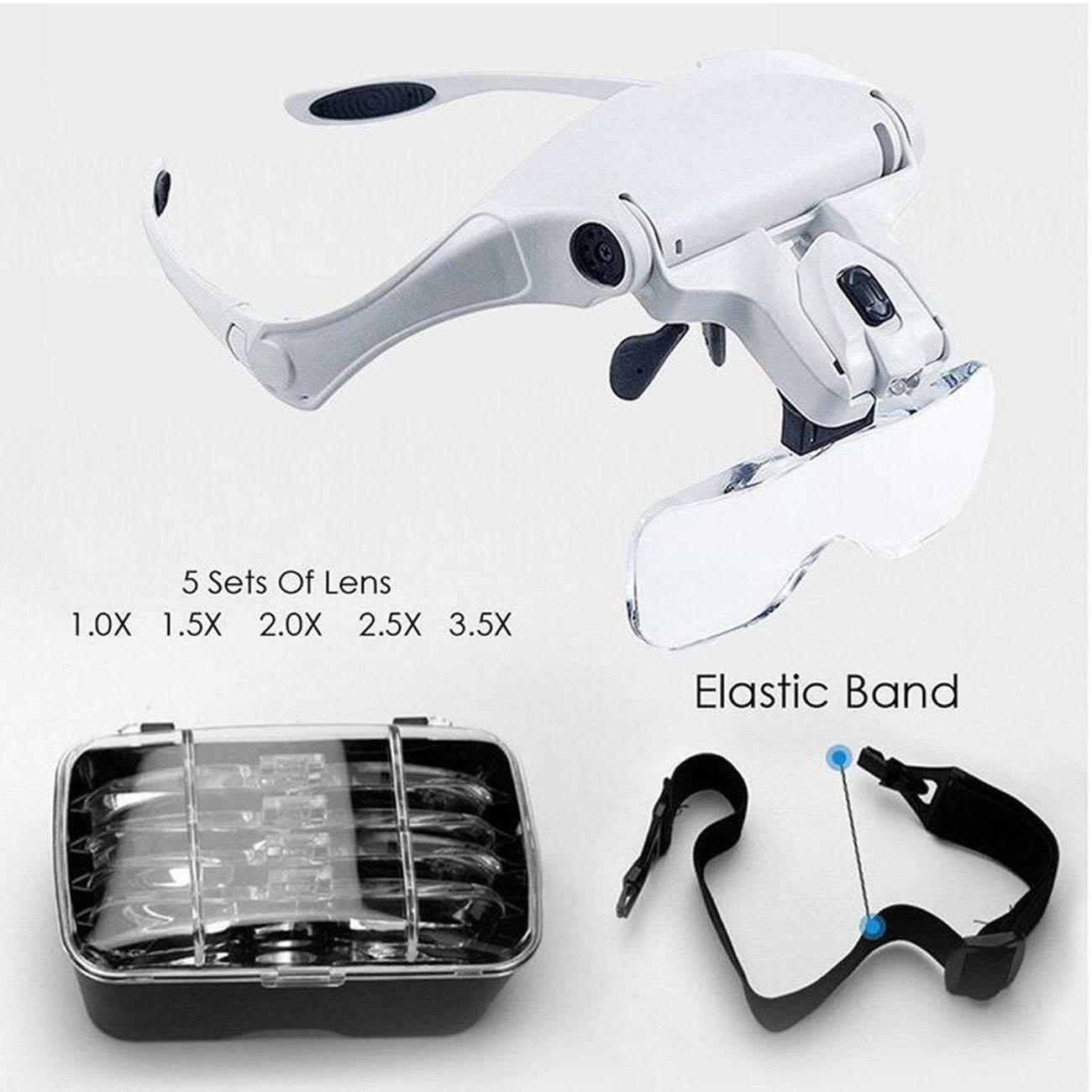 Headband Headset LED Head Lamp Light Jeweler Magnifier Magnifying Glass Loupe