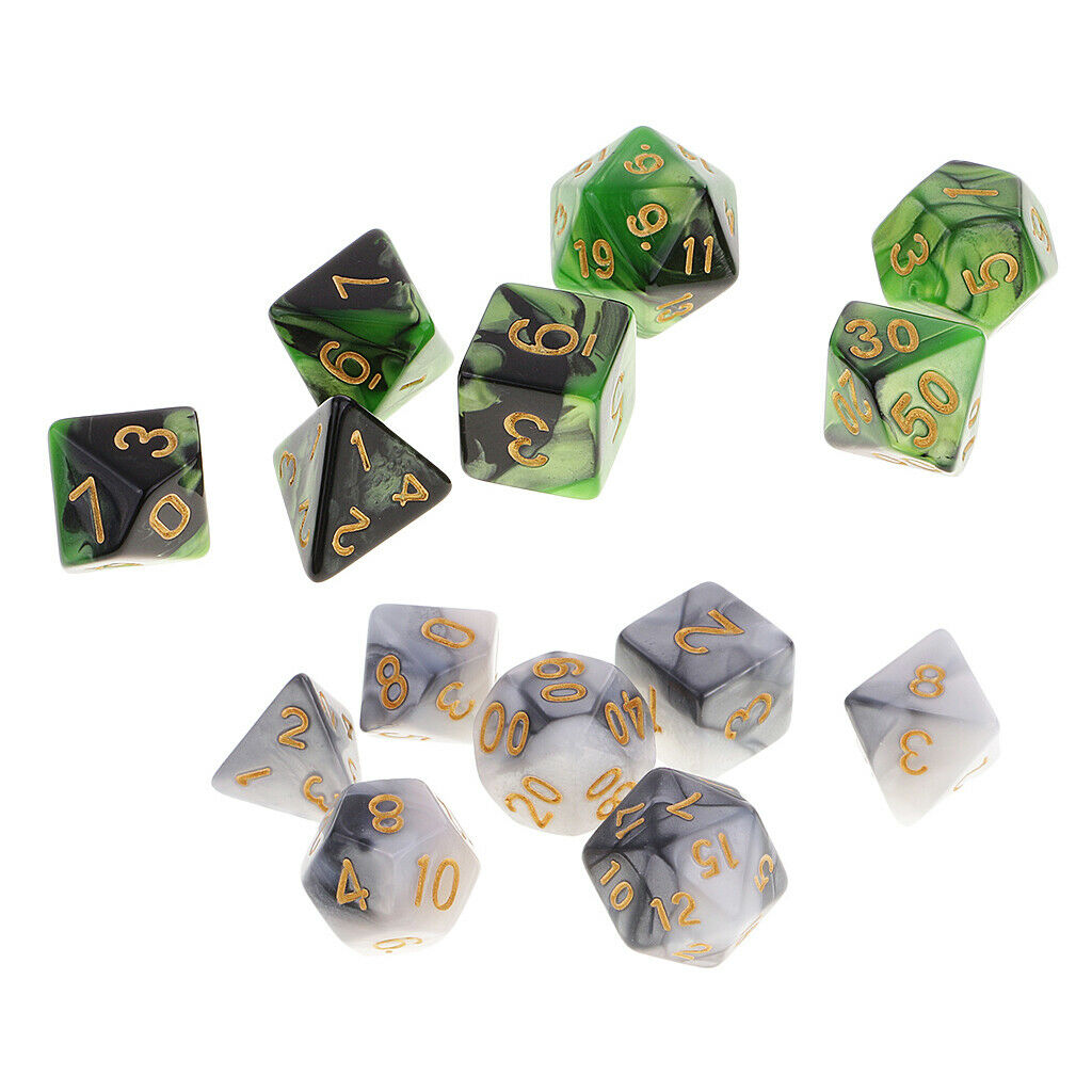 14x Dices Set-D20 D12 D10 D8 D6 D4 for DND Game Tabletop RPG, Dungeons and