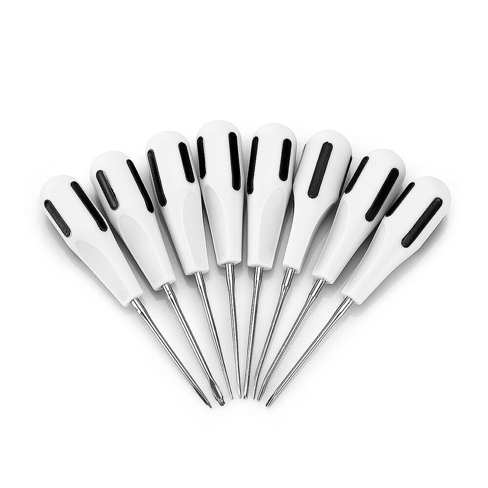 Dental Luxating Lift Elevators Curved Root Plastic Handle Screwdriver 8pcs/set
