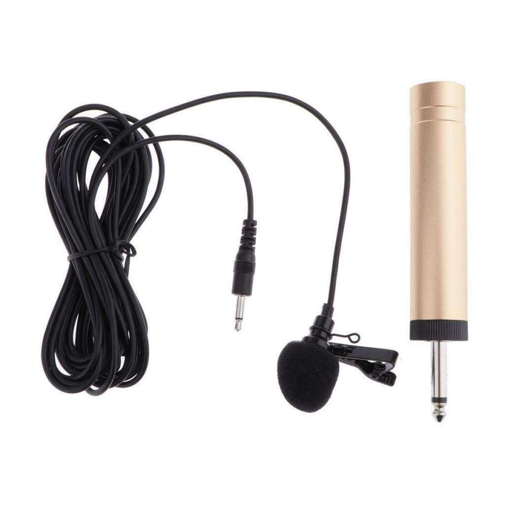 Lavalier Lapel Mic Microphone 6.5mm Output Plug Condenser Microphone Black