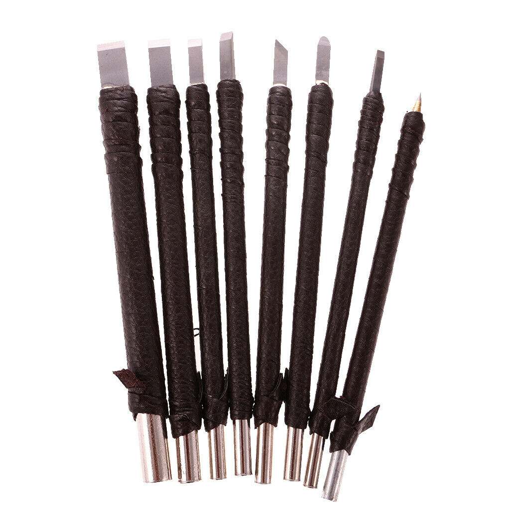 Set Of 8 Pieces Stone Wood Carving Seal Engraving Set Hobby Craft Tool