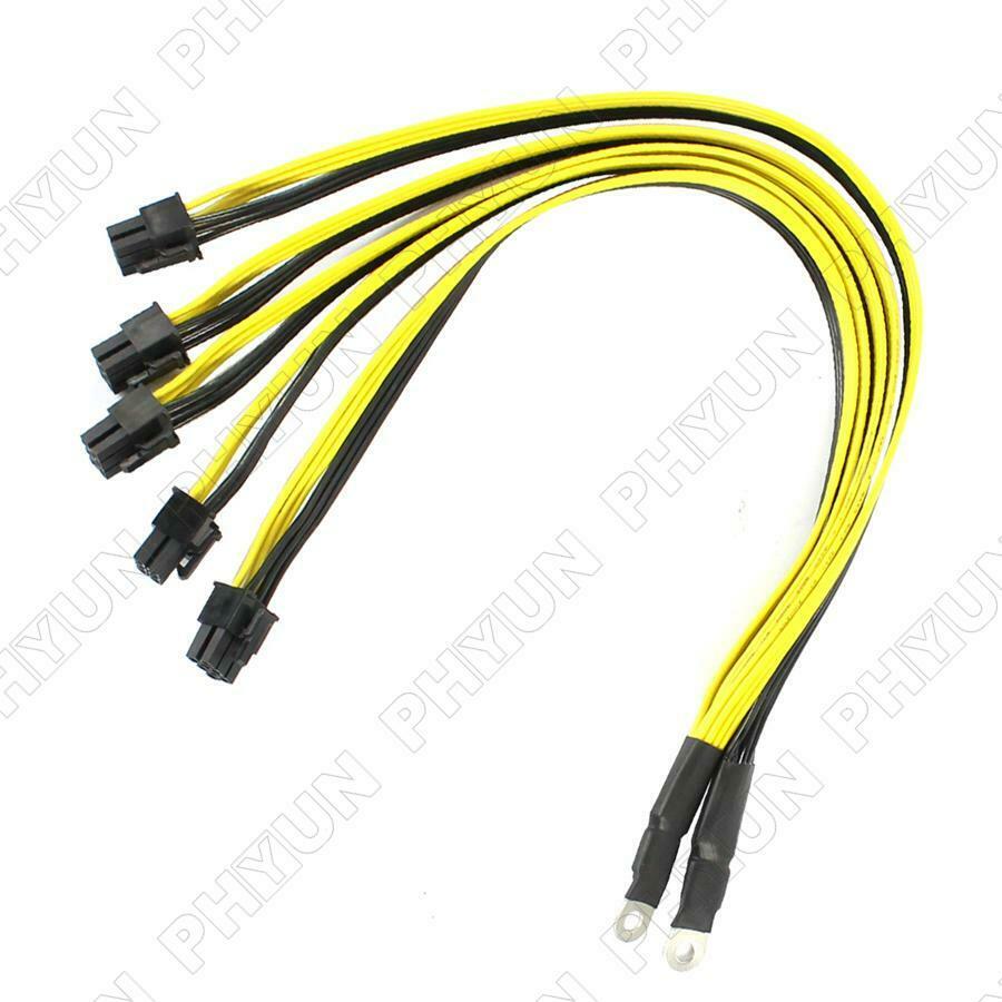 2PC S7 S9 to 5X PCI-E 6Pin GPU Graphics Card Splitter Power Cable BTC Miner 40cm