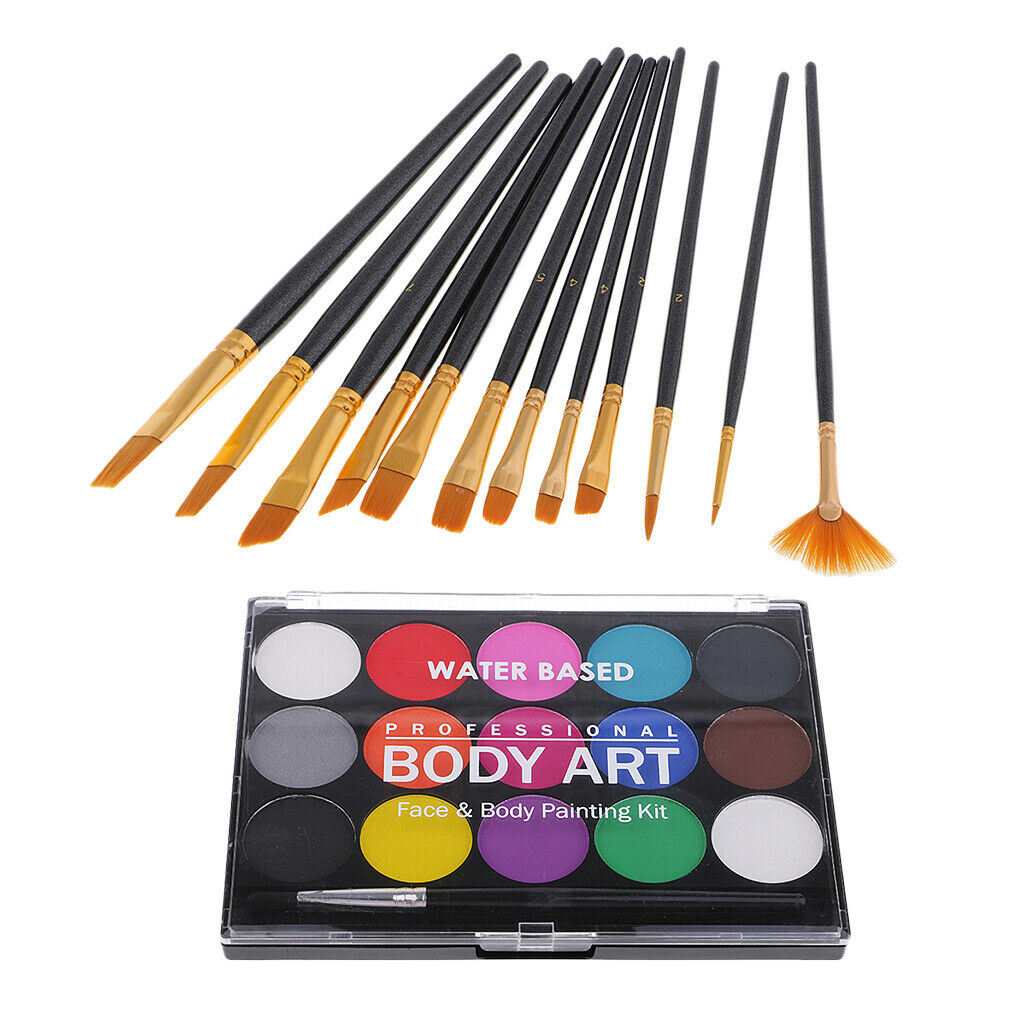 15 Colors Face Body Paint Palette for Halloween Make Up Kit Fancy