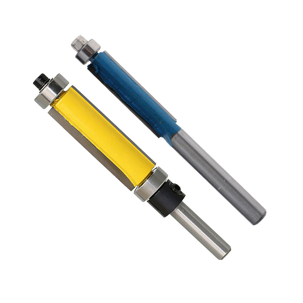 Pack of 2, Bearing Flush Trim Router Bit with Alloy Tipped Router Bit